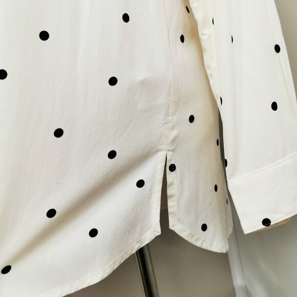 OLD NAVY NEW Button up Polka Dot Shirt Crean Black SIZE (M) - Picture 2 of 7